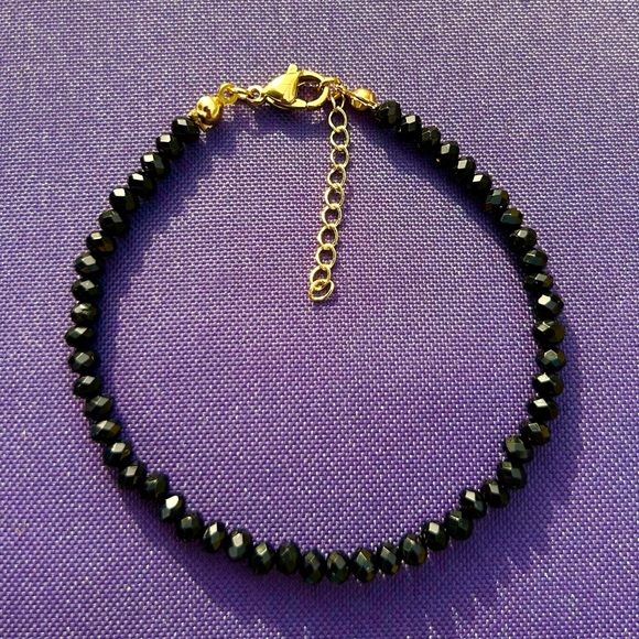 Bracelet black spinel bead, stainless steel gold plated, waterproof jewelry - Picture 5 of 5